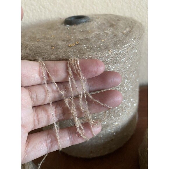 Fancy Soft 4 Skeins Beige Gold Sequins Silver Glitter 200g Total #450 - Picture 4 of 4